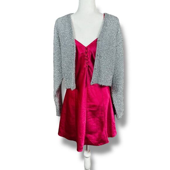 Vintage Singerie Nordstrom Pink Slip Dress 90s Y2K Coquette Button Front Size S - Picture 8 of 8